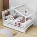 Hokku Designs Saffir Wooden House Daybed w/ Two Drawers & Legs Wood in Gray/White/Brown | 63 H x 57 W x 79 D in | Wayfair