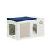 Tucker Murphy Pet™ Cat Litter Box Enclosures w/ Cat Feeder Manufactured Wood in Blue/Brown/Gray | 17.6 H x 35.67 W x 15.75 D in | Wayfair