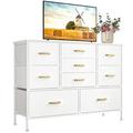 Ebern Designs Liko Dresser for Bedroom TV Stand, Wide Dresser w/ 9 Drawer, Organizer Cabinet for 50inch Wood/Metal in White | Wayfair