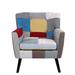 Armchair - George Oliver 22.5" Wide Colorful Splicing Cloth Accent Chair Armchair Linen/Wood/Fabric in Brown | 32 H x 22.5 W x 24.5 D in | Wayfair