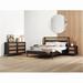 Bay Isle Home™ Queen Platform 4 Piece Bedroom Set Upholstered in Black/Brown | 41.3 H x 64.6 W x 80.4 D in | Wayfair