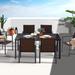 Vicllax Rectangular 6 - Person 63.38" Long Outdoor Dining Set w/ Cushions Metal in Black | 63.38 W x 35.23 D in | Wayfair composite-FDT04BL&DCX206B