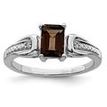 925 Sterling Silver Diamond and Smoky Quartz Ring Size R 1/2 Measures 2mm Wide Jewelry Gifts for Women