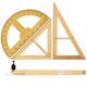 Solid Wood Teacher's Triangle Board Ruler Protractor - Large 50cm Compass Set for Blackboard - Multi-Purpose Teaching Aids Kit