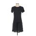Casual Dress - DropWaist Crew Neck Short sleeves: Black Print Dresses - Women's Size Small