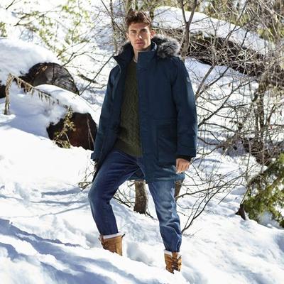 Waterproof Expedition Down Parka, Men, size: 34-36, regular, Blue, Polyester, by Lands' End
