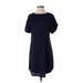 Shein Casual Dress - Shift Crew Neck Short sleeves: Blue Print Dresses - Women's Size 4