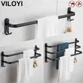 VILOYI HOTowel Bars Space Aluminium Auto-adhésif Mural Porte-serviettes Noir avec Crochet Échelle