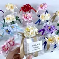 Boîte à bonbons de mariage en PVC transparent avec ruban de fleurs artificielles souvenirs de