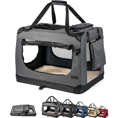 lionto Hundetransportbox Hundetasche Hundebox faltbare Kleintiertasche, (M) 60x42x44 cm grau