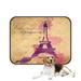 ABPHQTO Elegance Ink Splash Of Eiffel Tower And Calligraphy Pet Dog Cat Bed Pee Pads Mat Cushion Potty Dogs Blankets Crate Bed Kennel 28x36 inch