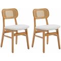 Chaises de Salle à Manger Lot de 2 Chaise Salle a Manger en Bois avec Coussin Chaise Rotin