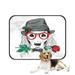 ABPHQTO Dog Cocker Spaniel Elegant Gray Hat Glasses Red Rose Pet Dog Cat Bed Pee Pads Mat Cushion Potty Dogsblankets Crate Bed Kennel 14x18 inch