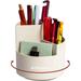 Desk Pencil Pen Holder Rotating Pen Holder Desktop Storage Pen Organizers Stationery Supplies- 3 Slots 360-Degree Spinning Organizer for Office School Home White