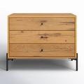 Birch Lane™ Aceton 3 - Drawer Nightstand Wood/Metal in Black/Brown | 26 H x 33.5 W x 18.5 D in | Wayfair 737B47BD58C843F3AB775901B8F029EB