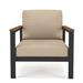 Birch Lane™ Townsend Outdoor Patio Lounge Chair w/ Sunbrella Cushions in Black/Brown/White | 28.7 H x 30 W x 33 D in | Wayfair