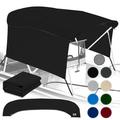 KNOX Universal 3 Bow Bimini Top Replacement Canvas & Detachable Sidewalls with Storage Boot 900D Marine Grade Sun Shade Boat Canopy with Solid Side Blocks No Frame 61-66 W Black