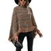 PIKADINGNIS Women s Fall Slouchy Irregular Paisley Knit Tassel Fringe Sweater Shawl Poncho Cape