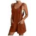 REORIAFEE Women s Jumpsuits Rompers Overalls Sexy Romper Shorts Scoop Neck Sleeveless Playsuit Solid Color Sling Workout Onesie for Women Suspender Shorts Pocket Jumpsuit Women Rompers Sexy Wine M