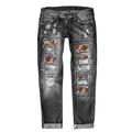 ZRBYWB Jeans For Women Womens Jeans Baseball Print Ripped Pants High Waisted Jeans