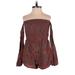 TOBI Romper Off The Shoulder Long sleeves: Brown Paisley Rompers - Women's Size X-Small - Print Wash