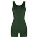 REORIAFEE Womens Bodysuit Shorts Square Collar Sleeveless Romper Solid Color Tank Womens Summer Jumpsuit Yoga Sports Sportswear Sexy Jumpsuit One Piece Suit Playsuit for Women Sexy Army Green S