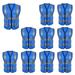 Toptie 5 Pockets High Visibility Zipper Front Safety Vest with Reflective Strips Uniform Vest Pack of 10-Blue-XL