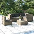 Ebern Designs Pons Polyethylene (PE) Wicker 5 - Person Seating Group w/ Cushions Synthetic Wicker/All - Weather Wicker/Wicker/Rattan in Gray | Outdoor Furniture | Wayfair