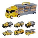 Kripyery Truck Container Toy Miniature Fire-Truck Engineering Truck Police-Car Diecast Alloy Vehicle Toy 1:50 Scale Portable Car Transporter Children Boy Toy Birthday Gift