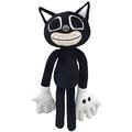 Black Cartoon Cat Plush Toy Soft Stuffed Doll Cartoon Stuffed Animals Doll Sir.en Head and Cartoon Cat Action Figures for Friends Big Black Cat