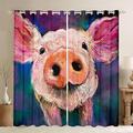 Pig Curtains for Bedroom Living Room Girls Kids Cartoon Pigs Blackout Curtains (30%-50%) ative Lovely Animal Dreapes Cute Pet Farm Animal Peppa Pig Oil Painting Style Window Treatments W46*L54