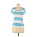 Calvin Klein Short Sleeve T-Shirt: Blue Stripes Tops - Women's Size Medium