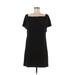 Charles Henry Casual Dress - Mini Square Short sleeves: Black Print Dresses - Women's Size Medium