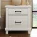 Farmhouse Solid Pine Wood Two-Drawer Nightstand for Bedroom, Living Room, White