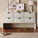 Retro Rubber Wood Venner Three-Drawer Dresser Sideboard Cabinet Console Table Sofa Table Ample Storage Spaces for Living Room