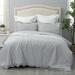 Latitude Run® Molleigh Long Staple Cotton Sateen 400 Thread Count Duvet Cover Set Cotton Sateen in Gray | King Duvet Cover + 2 King Shams | Wayfair