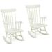 Gymax 2PCS Wooden Rocking Chair Single Rocker Indoor Garden Patio Yard White