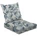 2-Piece Deep Seating Cushion Set Hand drawn seamless floral loose blue outlined flowers Peony flower Outdoor Chair Solid Rectangle Patio Cushion Set