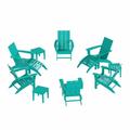 WestinTrends Ashore 12 Pieces Adirondack Chairs Set All Weather Poly Lumber Adirondack Chairs with Ottoman and Side Table Patio Conversation Outdoor Furniture Set Turquoise