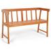 Topbuy 2-Person Outdoor Bench Patio Wooden Bench with Ergonomic Backrest & Armrests All-weather Acacia Wood Frame 43 x 18