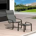 Outdoor Patio Bistro Set of 2 C Spring Motion Chair Outdoor Patio Chairs All-Weather Conversation Armchair with Ottoman Quick Dry Textile for Porch Deck Yard Garden Lawn 1 Chair+1 Ottoman