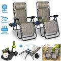 LELINTA 2 Pack Recliner Lounge Zero Gravity Chair Lawn Chair Folding Recliner Lounge Chair for Garden Backyard Outdoor Recliner Chaise Lounge Chair