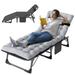 NAIZEA 75 Portable Folding Camping Cot Patio Lounge Chair with Mattress and Pillow 4-Position Adjustable