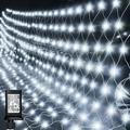Net Lights Outdoor Mesh Lights IP44 Waterproof 192 LED 9.8x6.6ft Mesh Lights with Remote 8 Modes&Timer&Connectable Plug in LED Net Lights for Bush Tree Shrubs Garden Party Cool White