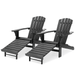MoNiBloom Set of 2 Adirondack Chairs with Retractable Footrest Wooden Reclining Lounge Chairs with Ottoman Weather Resistant Outdoor Fire Pit Chairs Black