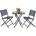 GxIne 3 Pcs Bistro Set Outdoor Bistro Table Set Folding Porch Furniture Metal Patio Dining Table and 2 Chairs 3 Pieces Portable Patio Bistro Set for Garden Backyard Lawn