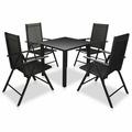 Dcenta Outdoor Dining Set 5 Pieces Powder-Coated Aluminum Glass Tabletop Black for Garden Patio