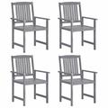 Dcenta 4 Piece Garden Chair Set Acacia Wood Outdoor Dining Chairs Wooden Armchair Gray for Patio Balcony Backyard Outdoor Indoor Furniture 22.4 x 24 x 36.2 Inches (W x D x H)