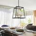 Beyond Modern Farmhouse 4-Light Black Gold Cage Chandelier Metal Pendant Light with Fabric Shades - 14 L x 14 W x 19 H