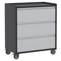 AOBABO Steel Rolling Tool Storage Chest 3 Drawer Cabinet Black/Grey